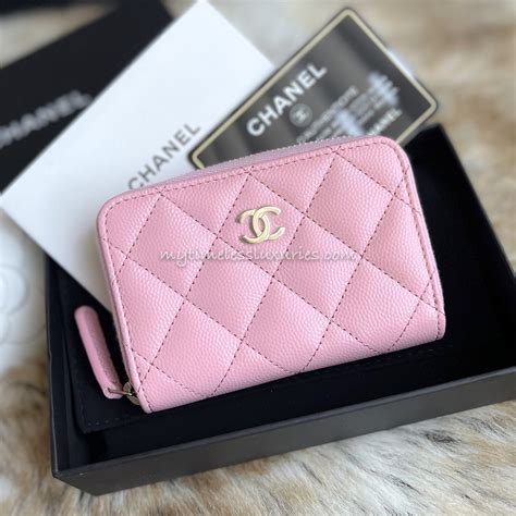 chanel timeless card holder pink|Chanel zipped key holder.